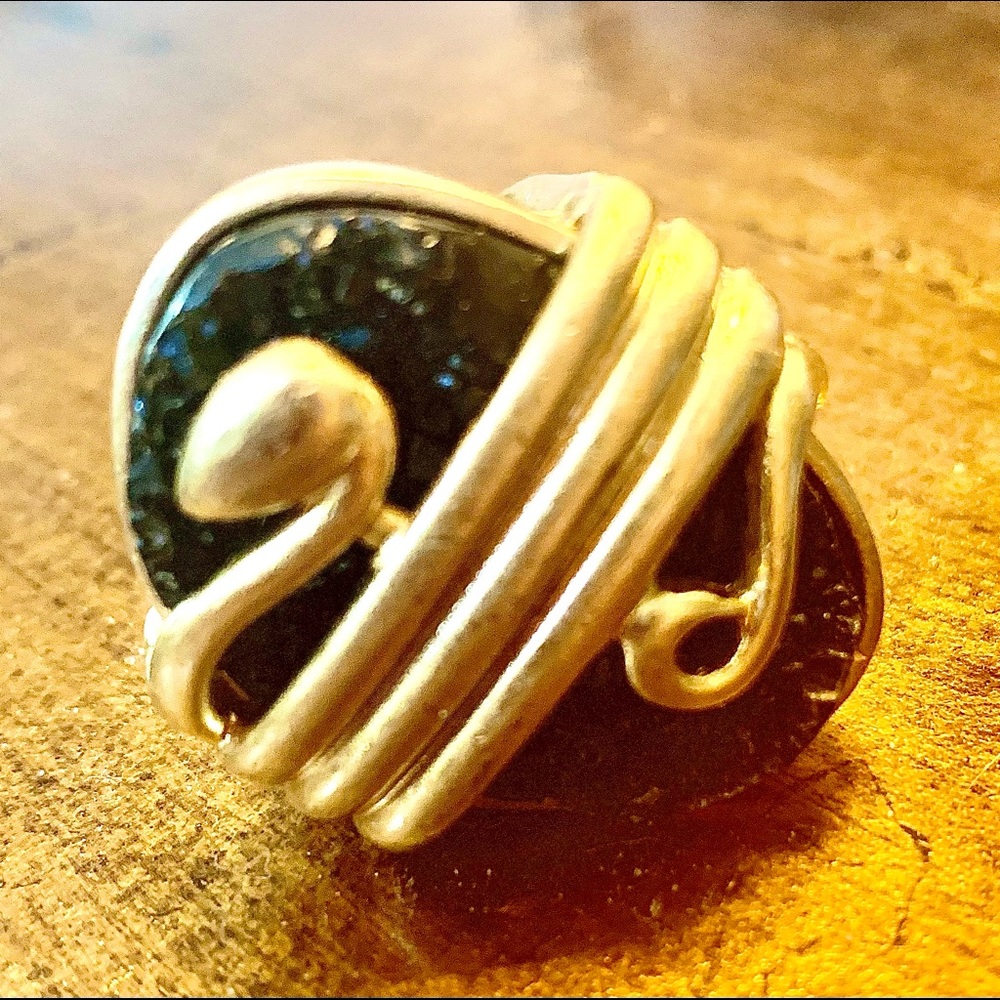 Lia Sophia Vintage Snake Black and Gold Ring.